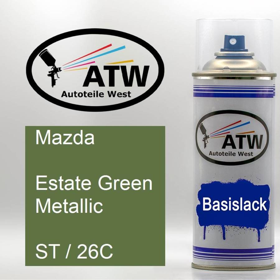 Mazda, Estate Green Metallic, ST / 26C: 400ml Sprühdose, von ATW Autoteile West.